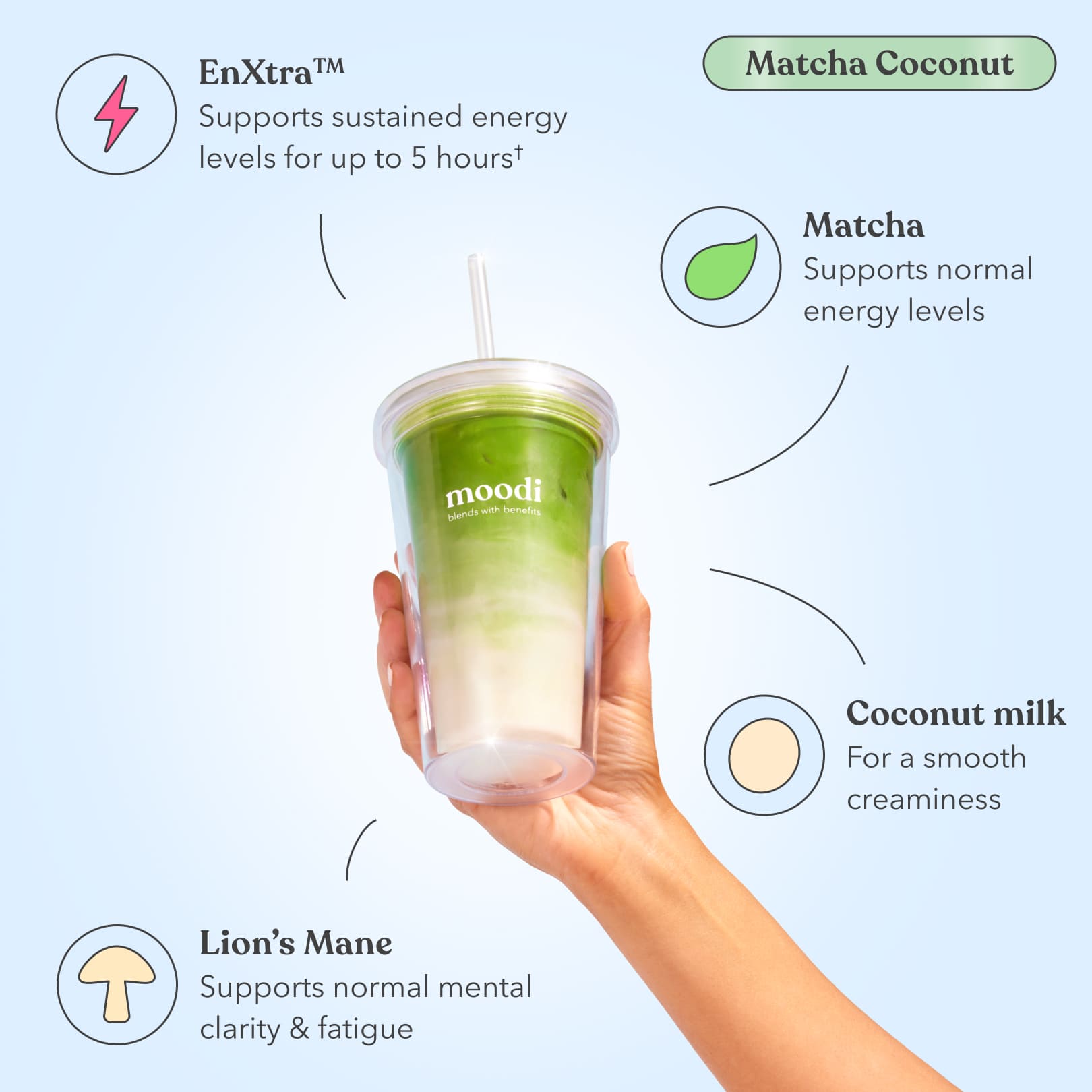 Matcha Coconut - Moodi - Functional AM Blend - Ingredients