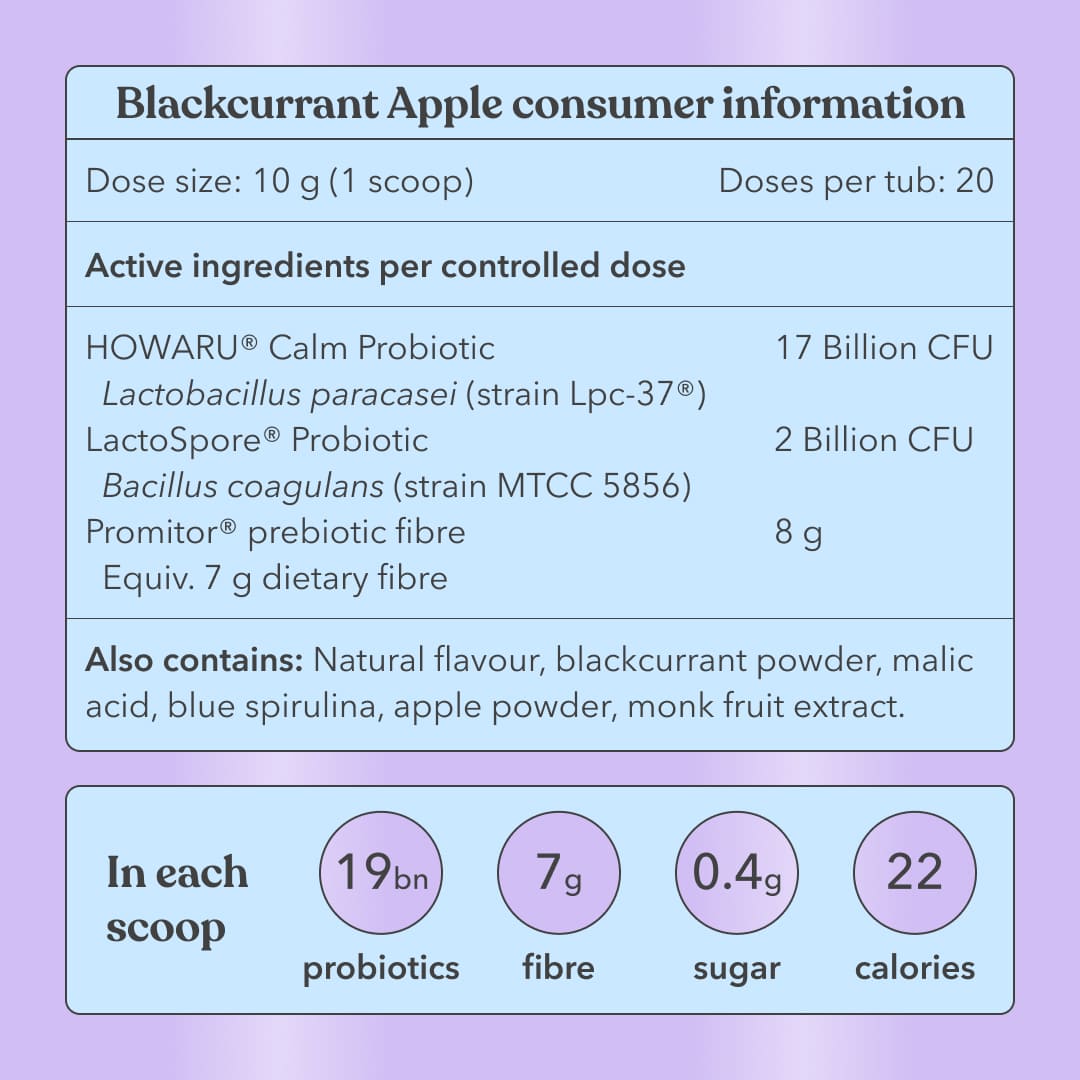 Blackcurrant Apple - Pre + Probiotic Blend - Consumer Information - Moodi