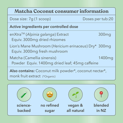 Matcha Coconut Consumer Information