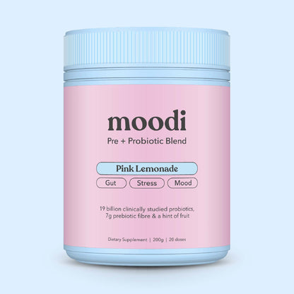 Pink Lemonade - Pre + Probiotic Blend - For Gut, Stress & Mood - Moodi