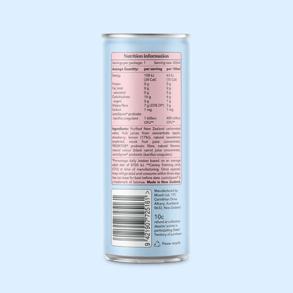 Moodi Pre + Probiotic Soda - Pink Lemonade - Nutrition Information