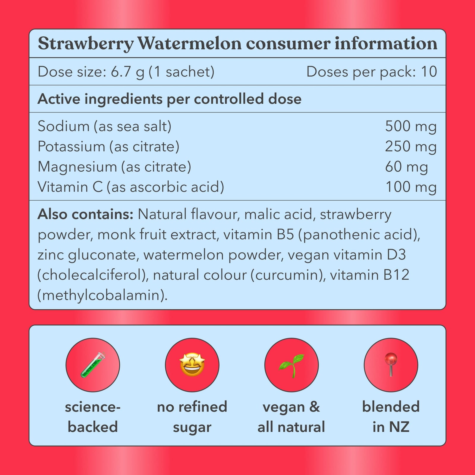 Moodi Strawberry Watermelon Enhanced Electrolytes - Consumer Information
