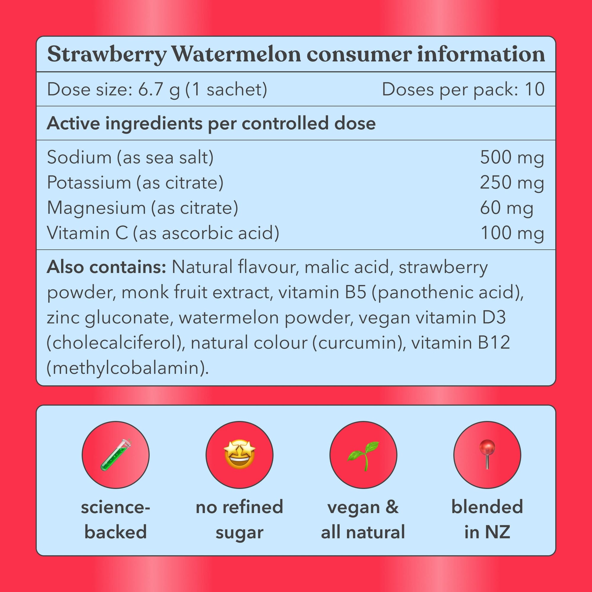 Moodi Strawberry Watermelon Enhanced Electrolytes - Consumer Information