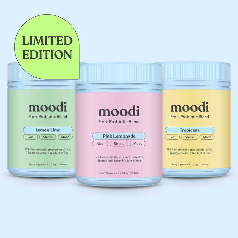 New Year's Pre + Probiotic Bundle - For Gut, Stress & Mood - Moodi