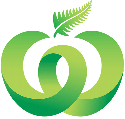 Green apple logo with a fern leaf on top.