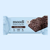 moodi Protein Crisp Bar Double Choc on a light blue background