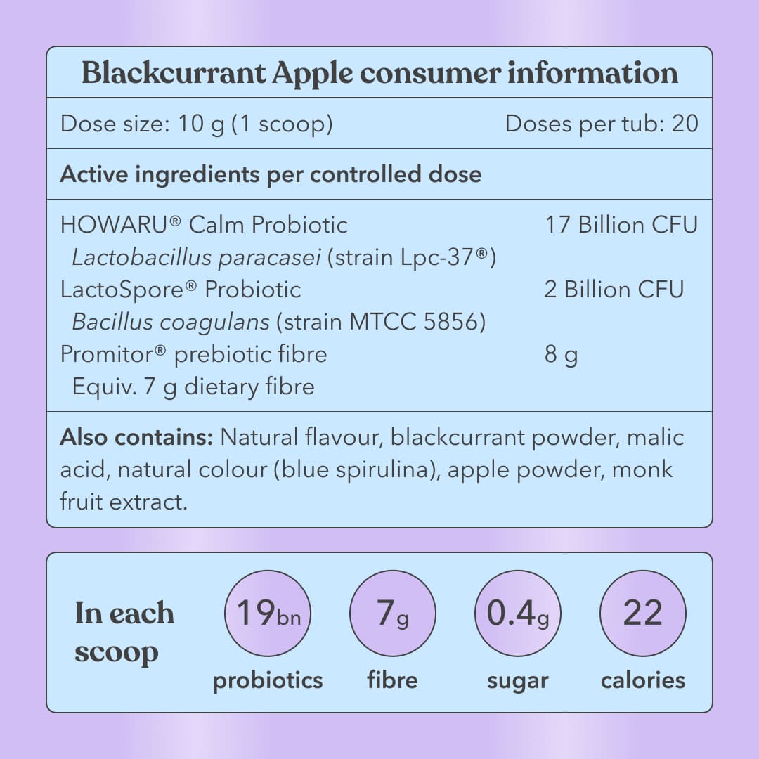 Blackcurrant Apple - Pre + Probiotic Blend - Consumer Information - Moodi