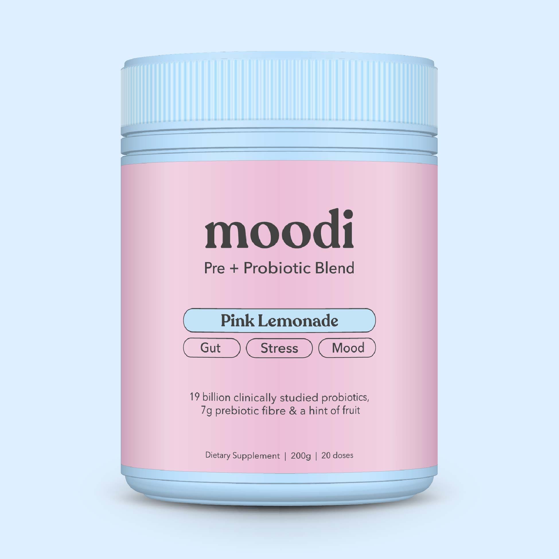 Pink Lemonade - Pre + Probiotic Blend - For Gut, Stress & Mood - Moodi