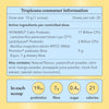 Tropicana consumer information label with product details on a yellow background