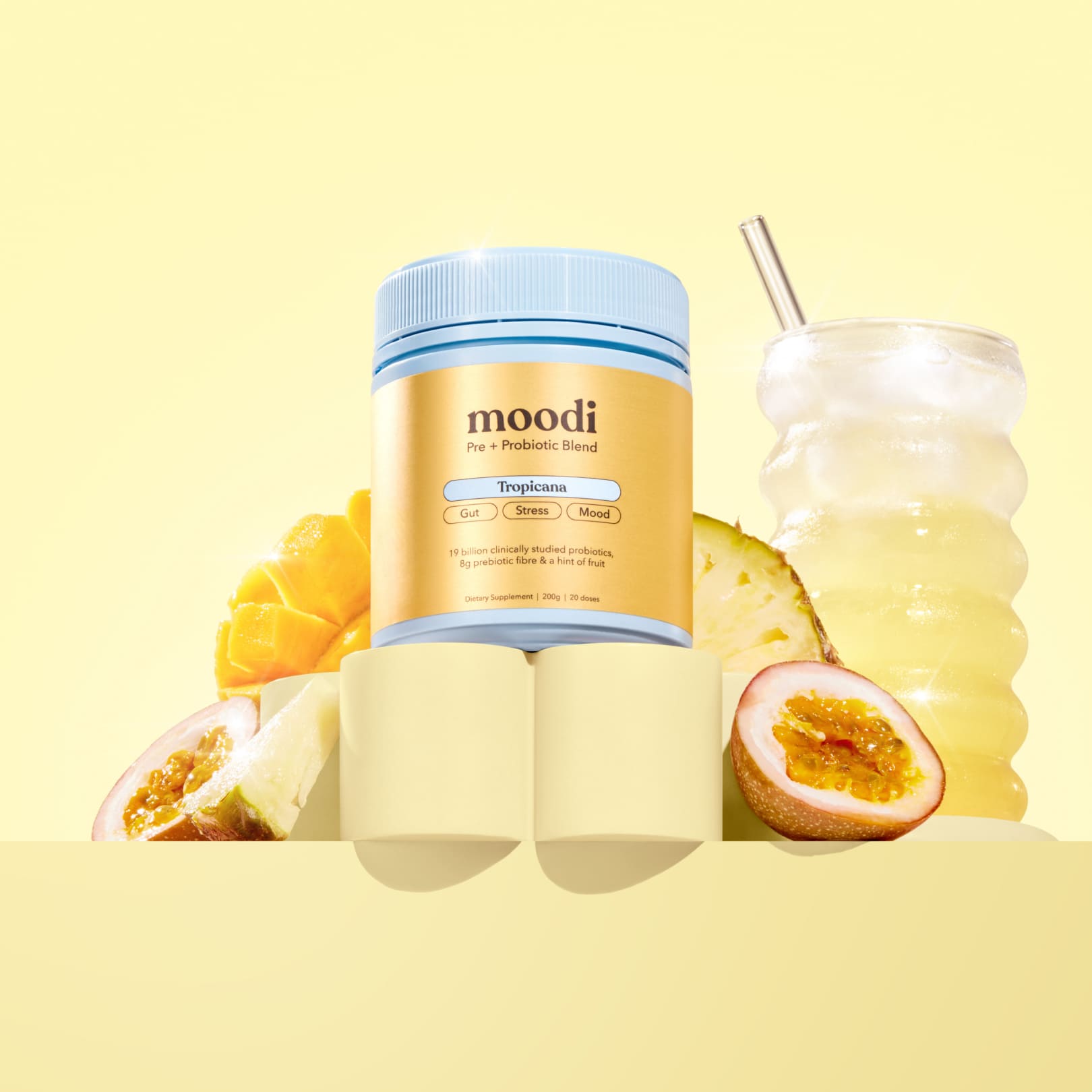 Tropicana - Pre + Probiotic Blend - For Gut, Stress & Mood - Moodi