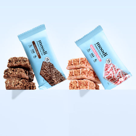Double Choc and Strawberry Vanilla bars included in the Protein Crisp Bar Mixed Pack.