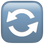 Square blue button with a white circular arrow icon