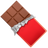 Chocolate bar with a red wrapper on a white background