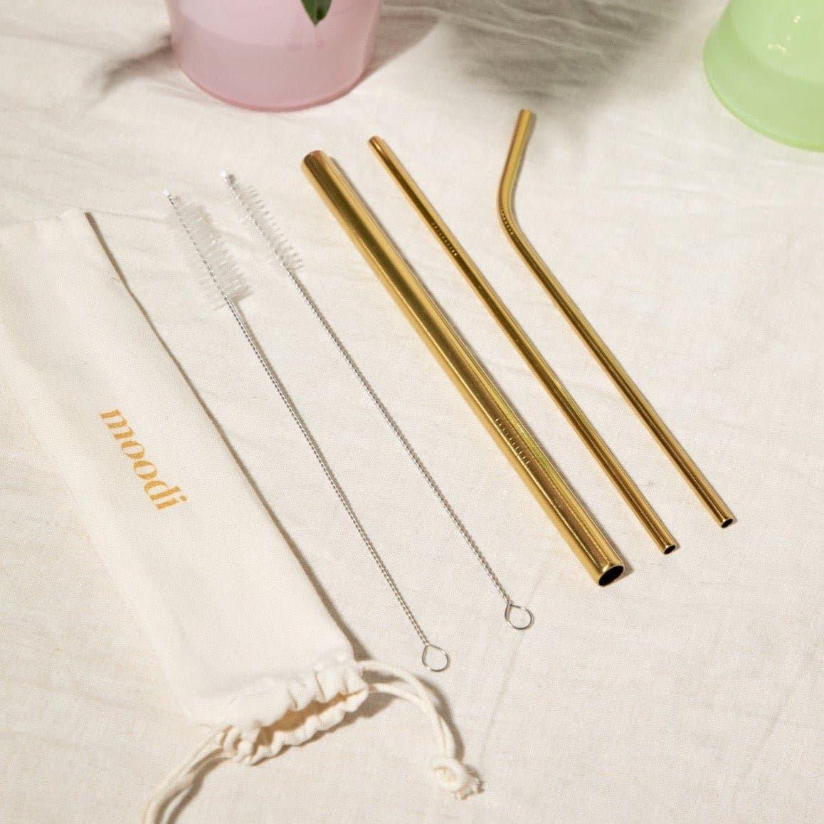 GOLDEN REUSABLE STRAW SET - Moodi