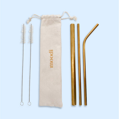 Golden Reusable Straw Set - Moodi