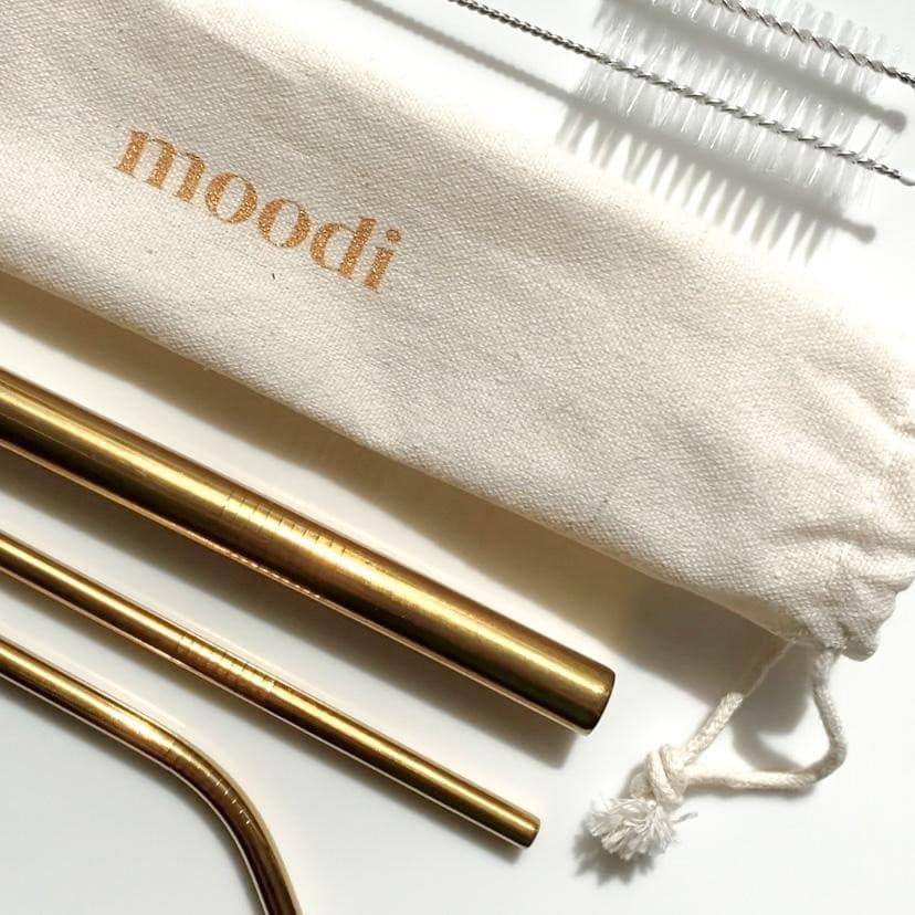 GOLDEN REUSABLE STRAW SET - Moodi