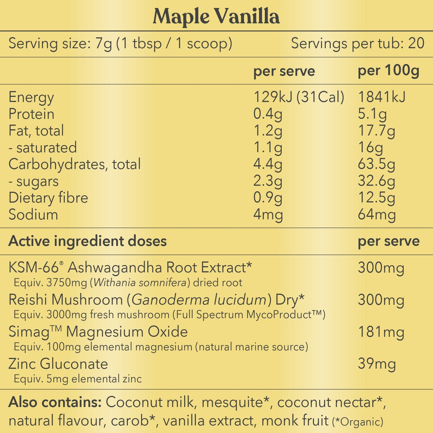 Maple Vanilla - Moodi - Functional Lattes